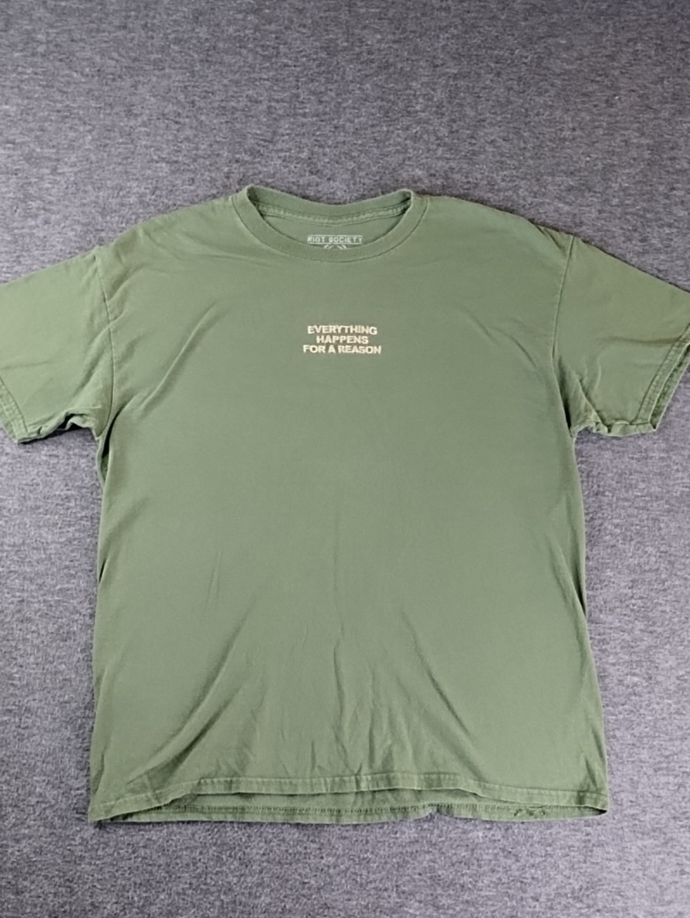 riot society Olive Green Short Sleeve Tee with Chest Slogan